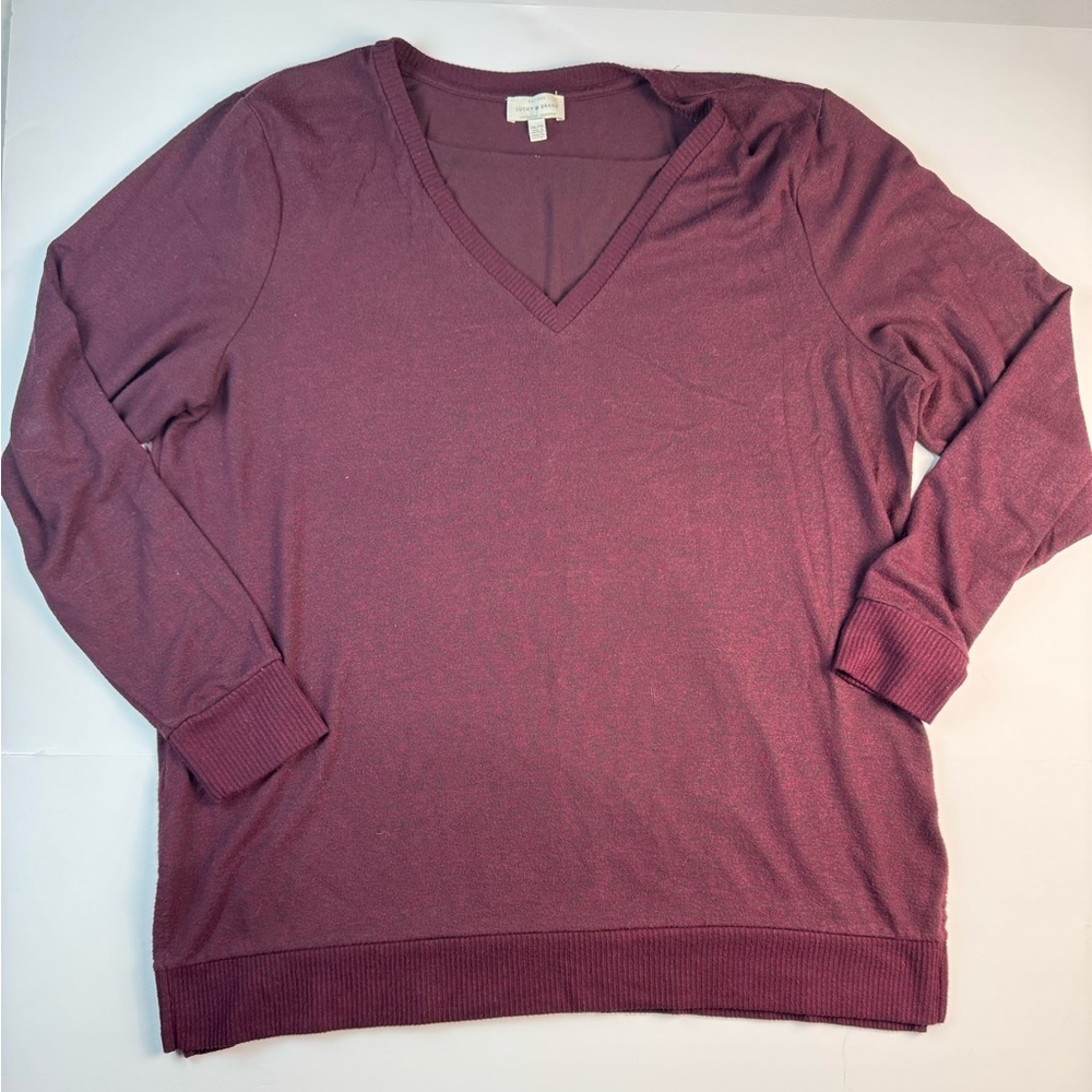 Lucky Brand V-Neck Sweater - Deep Plum